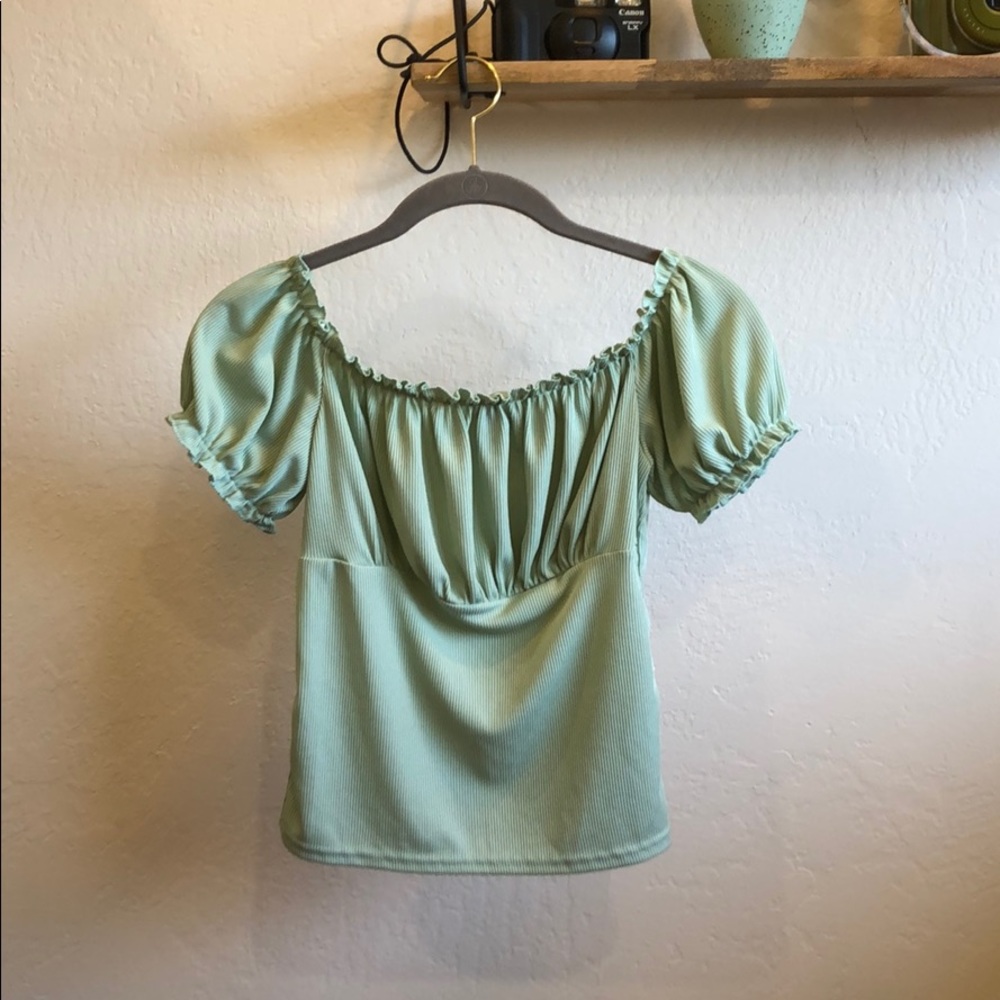 ASOS Mint Green Off Shoulder Top - Picture 2 of 8
